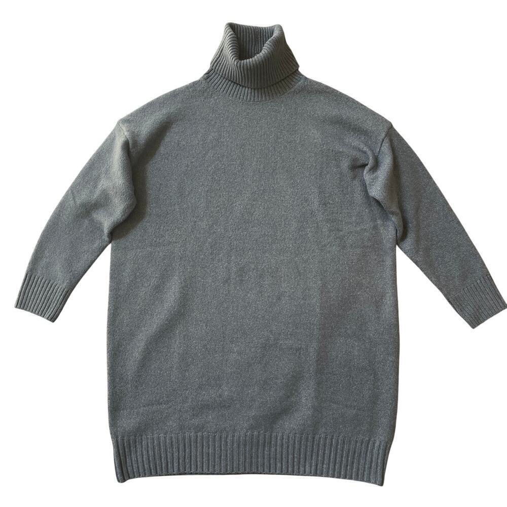 Urban Daizy Oversized Turtleneck Sweater Dress | Soft Knit, Heather Blue, Small